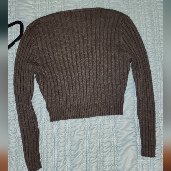 Cali Be Ribbed Wrap Front Sweater On Dark Charcoal Size Medium NWOT - Picture 5 of 8